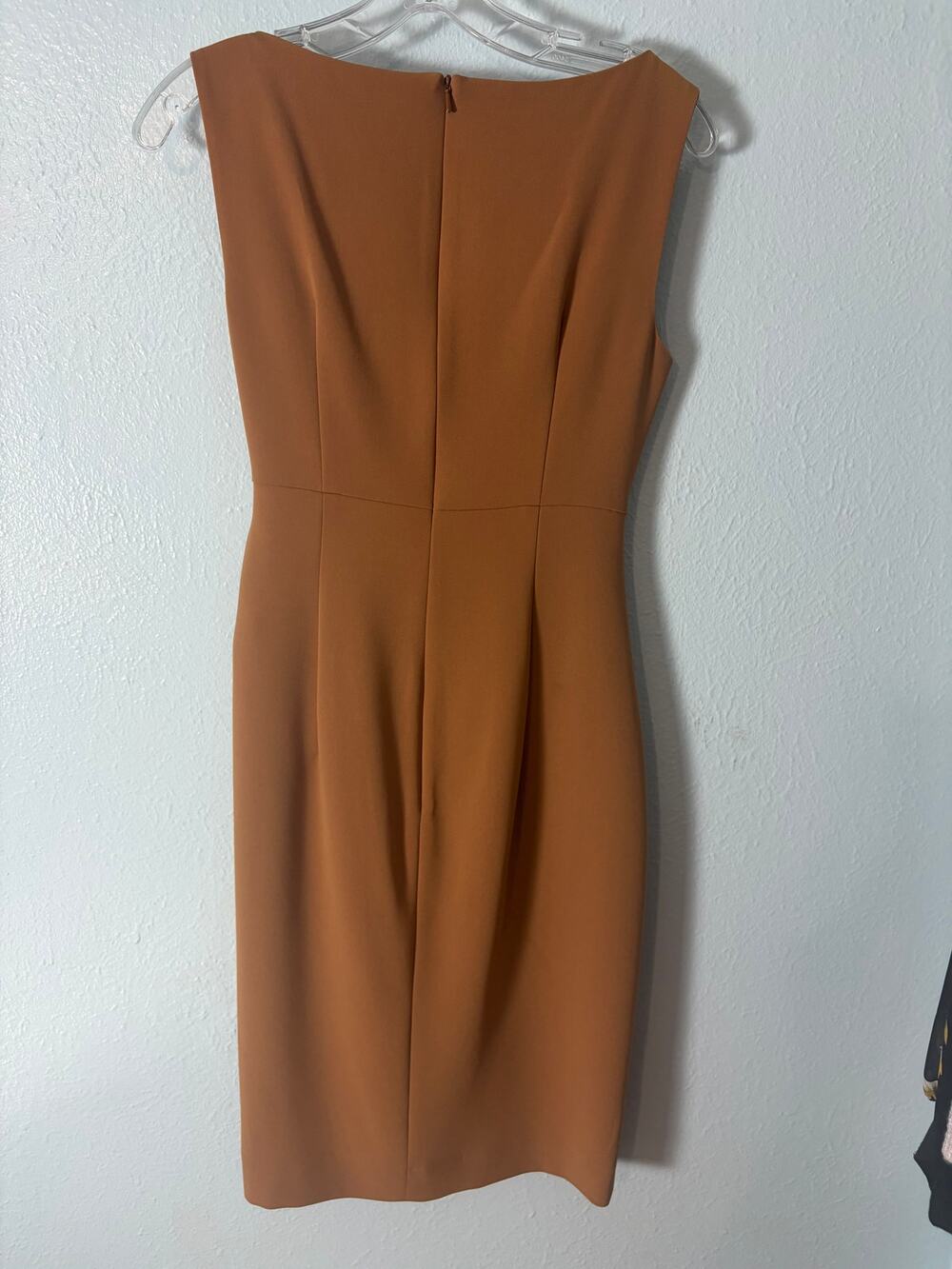 Max Mara Studio XS Camel Sheath Dress Ruched Italian Designer Career Cocktail